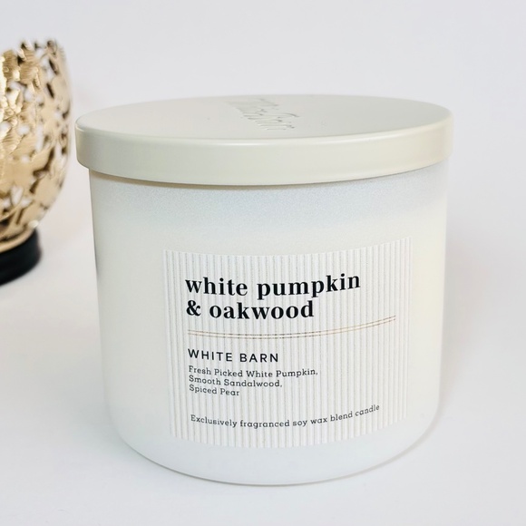 WHITE PUMPKIN & OAKWOOD 3 Wick Candle - Picture 1 of 2